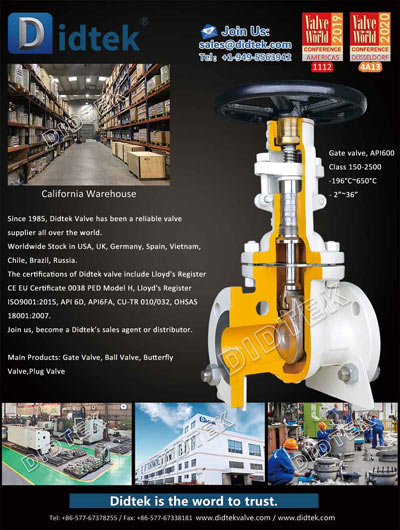 Diditek Valve World Americas 2019 Conférence et catalogue d'exposition