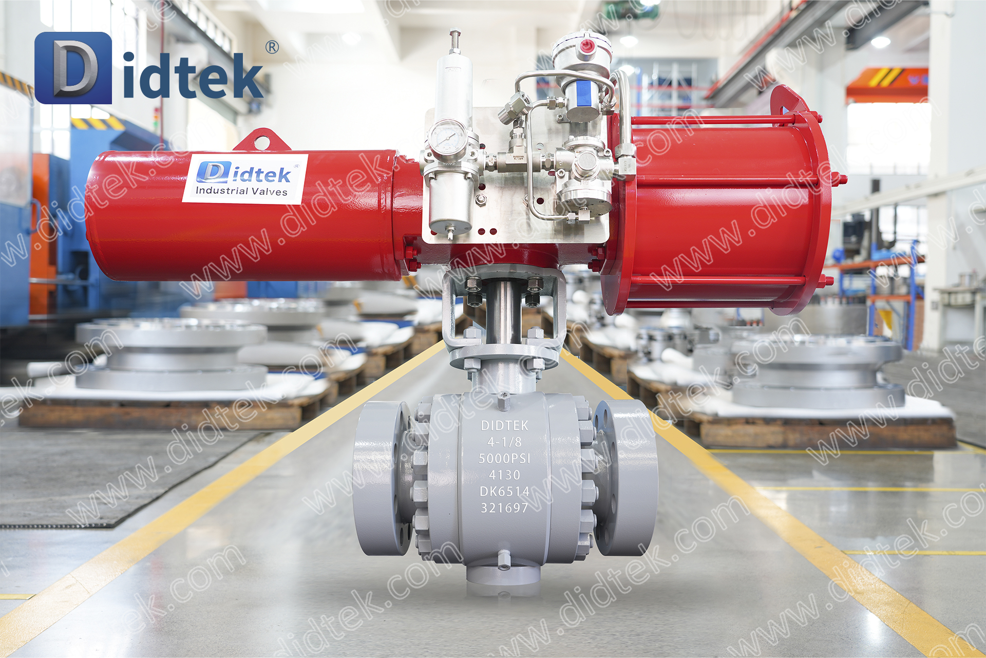 L'actionneur pneumatique &agrave; simple effet de la bride FC de Didtek 4130 API6A a forg&eacute; le robinet &agrave; tournant sph&eacute;rique en acier