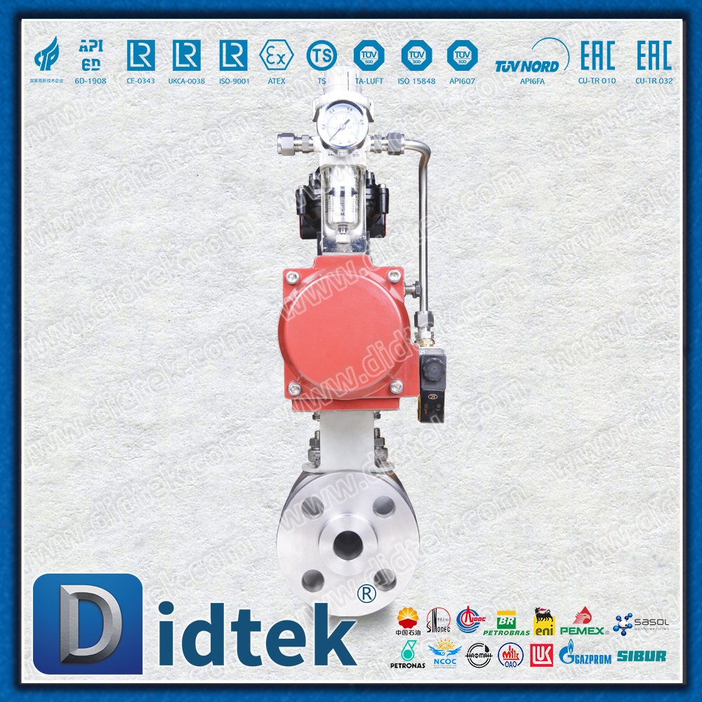 Robinet à tournant sphérique pneumatique de Seat en métal de l'eau de mer 300℃ F51