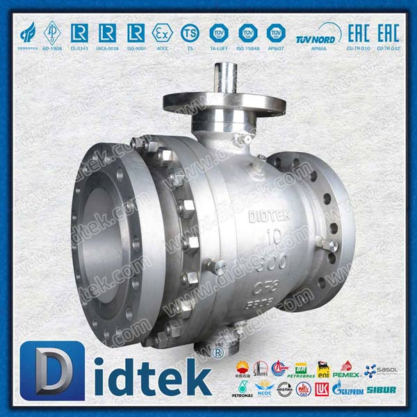 Classe 300 CF8 Forgée 2PCS Valve à billes Trunnion en métal