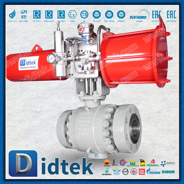 L'actionneur pneumatique à simple effet de la bride FC de Didtek 4130 API6A a forgé le robinet à tournant sphérique en acier