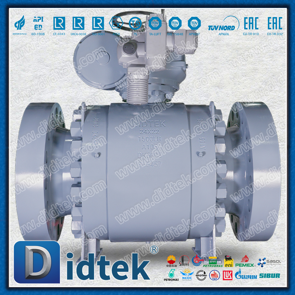 Robinet à tournant sphérique électrique d'Auma monté par tourillon d'ingénierie marine d'ESD pour le gaz à haute pression