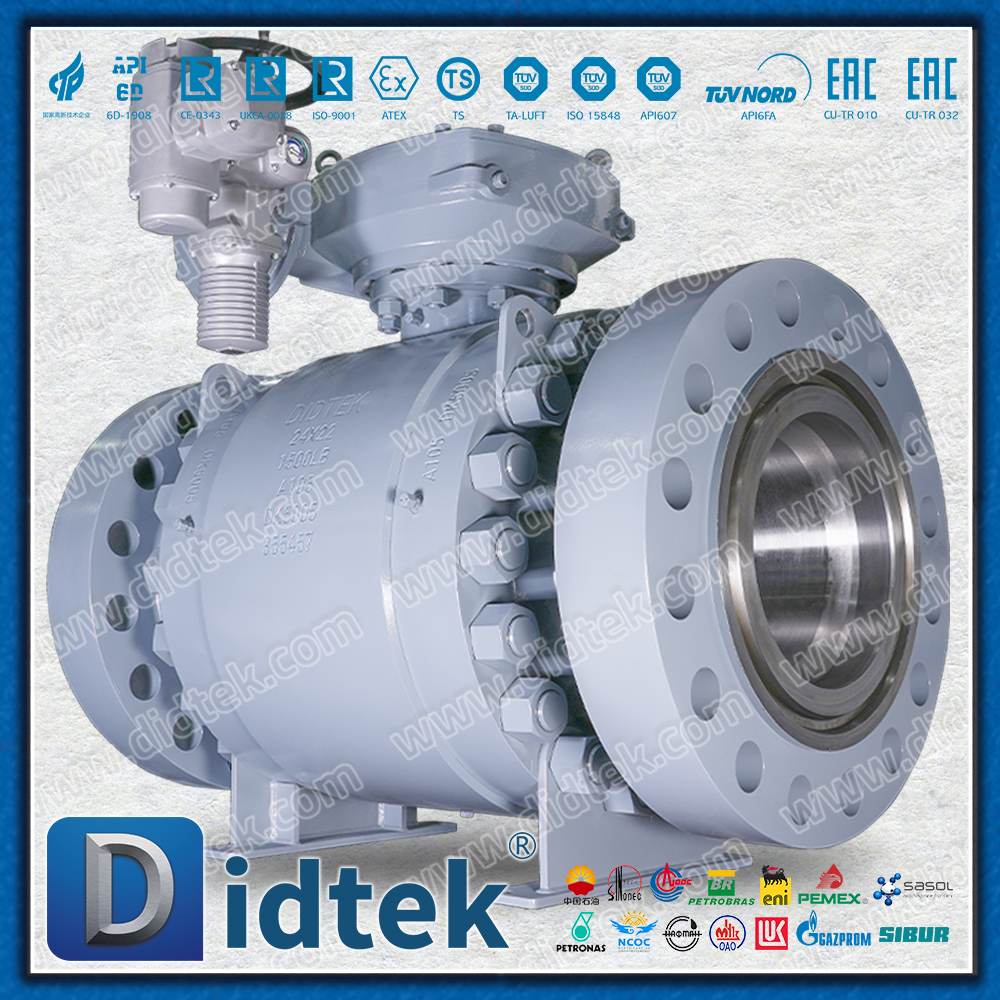 Robinet à tournant sphérique électrique d'Auma monté par tourillon d'ingénierie marine d'ESD pour le gaz à haute pression